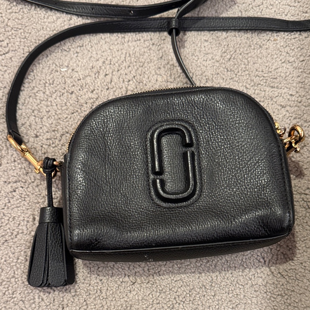 Marc Jacobs Black Crossbody Bag with Gold Details